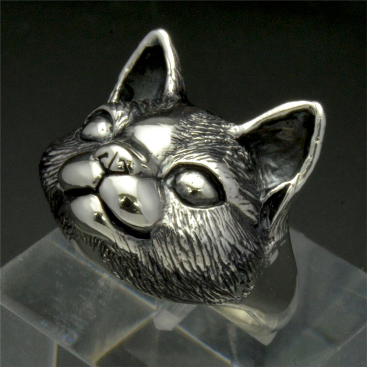楽天市場】銀の猫の顔の指輪 キャットフェイスリング シルバー925 銀 