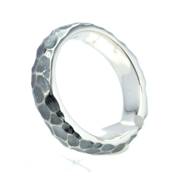【槌目の指輪】ハンマーパターンリング 【5mm】シルバー925 銀 Silver925【ring-747】【R118】 ブライトネス シルバー 4477 シルバーリング ボーンモチーフ 幅広 SILVER925 骨