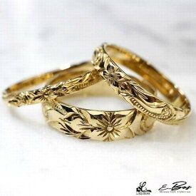 ハワイアンジュエリーリング 指輪 本格 手彫り　選べる素材 K10 K18 ゴールド プラチナ SILVER925 ダイアモンド 誕生石 メンズ レディース ペアリングも最適 lfp024
