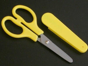 木村刃物 キャップ付きこどもはさみ フッ素加工タイプ(レモン/左手用)V5-135LFC【a63015】