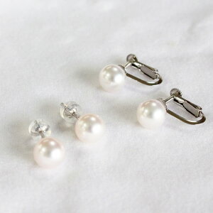 (有)土居真珠パールネックレス7.0−7.5mmとイヤリングorピアス7.5−8.0mm