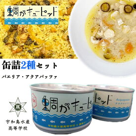 愛媛県立宇和島水産高校 鯛がキューピッド 缶詰2種セット（パエリア・アクアパッツァ） キャンプ ソロキャンプ 非常食 保存食 防災グッズ 食品ロス 長期保存 フードロス お取り寄せグルメ 魚