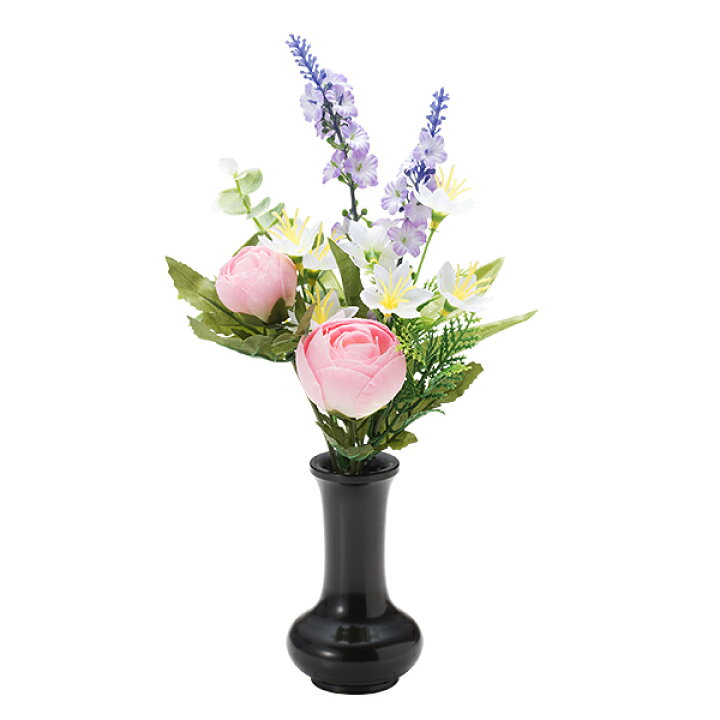 楽天市場 仏壇用の仏花 造花 千の花 ピンク S 14 花立3寸付 総高さ 約25cm 送料無料 お盆用品 仏具 お彼岸 お供え 花 花束 アレンジメント 花器付き 花立て付き 仏壇 盆提灯 数珠の仏壇屋滝田商店