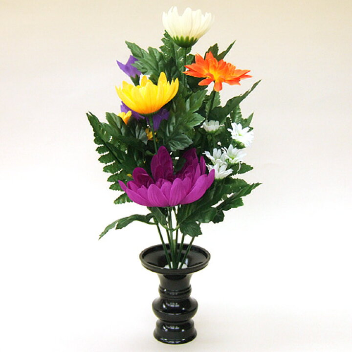 楽天市場 仏壇用の仏花 造花 仏花 小 花立3寸付 総高さ 約35cm 送料無料 お盆用品 仏具 お彼岸 お供え 花 花束 アレンジメント 花器付き 花立て付き 仏壇 盆提灯 数珠の仏壇屋滝田商店