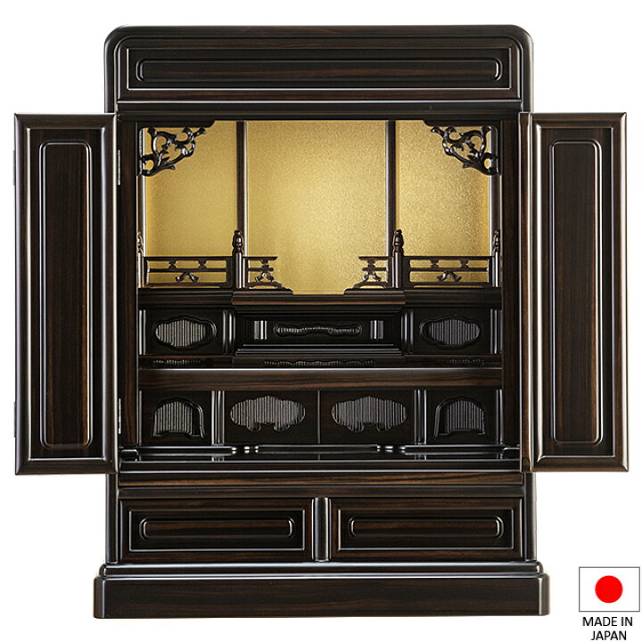 楽天市場】仏壇 唐木ミニ仏壇 黒檀仏壇 (No.3) 20号 高さ61.5cm×巾48cm 