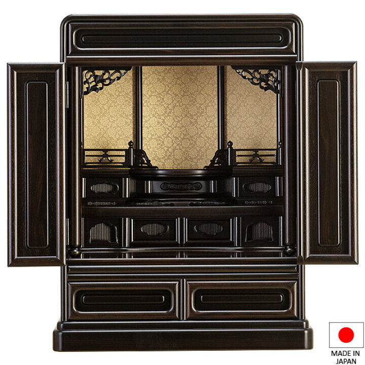 楽天市場】仏壇 唐木ミニ仏壇 本黒檀仏壇 (No.5) 20号 高さ61cm×巾48cm 