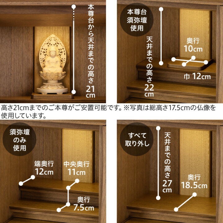 楽天市場】仏壇 モダン ミニ仏壇 ゆらり ウォールナット 無垢 上置き型 