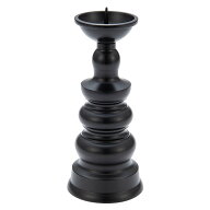 ローソク立(ダルマ) 黒色 3.5寸 総高さ12.4cm×底径5.1cm【お盆用品 仏具 お彼岸 仏壇用 火立 燭台 ろう…