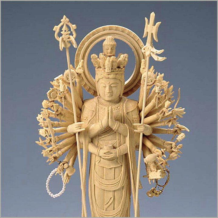楽天市場】千手観音菩薩立像 白木製 5寸 高さ27.5cm×巾12.5cm 【送料 