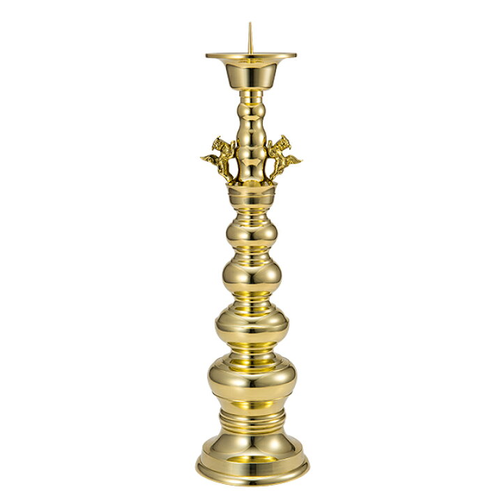 楽天市場】【寺院用仏具】獅子掛中口 五具足 磨き 5寸 花立口径15cm 