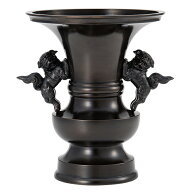 【寺院用仏具】獅子掛中口 花立 黒色 5寸 口径15cm×高さ19cm【送料無料】【お盆用品 仏具 花瓶 お彼岸 …