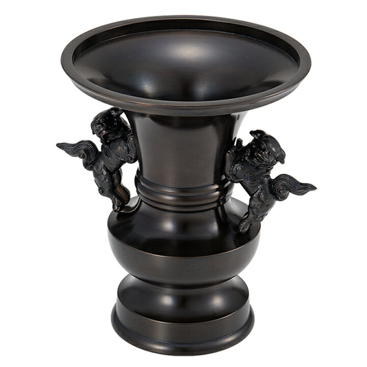 楽天市場】【寺院用仏具】獅子掛中口 花立 黒色 5寸 口径15cm×高さ19cm 