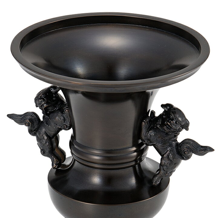 楽天市場】【寺院用仏具】獅子掛中口 花立 黒色 5寸 口径15cm×高さ19cm 