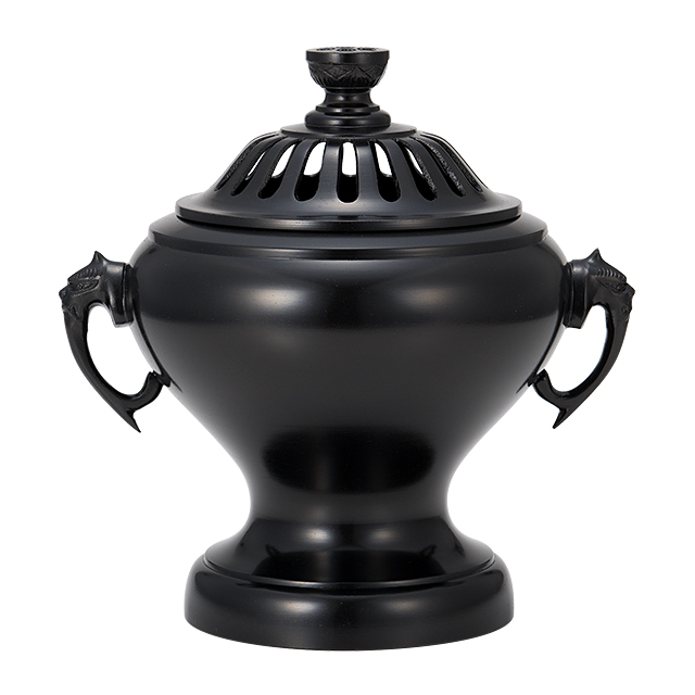 タレカブラ型 香炉 黒色 5寸付 胴径12.5cm×口内径9cm<BR><BR>