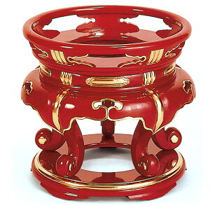 【寺院用仏具】丸金台・丸型磬子(けいす)台 朱塗り 9寸 手摺の内径27cm×高さ27cm 大徳寺リンをのせるりん台【送料無料】【寺院仏具 日本製 国産品 お彼岸】