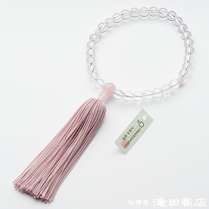 楽天市場】数珠 子供用 本水晶 紅水晶(ローズクォーツ)仕立 正絹房 京 