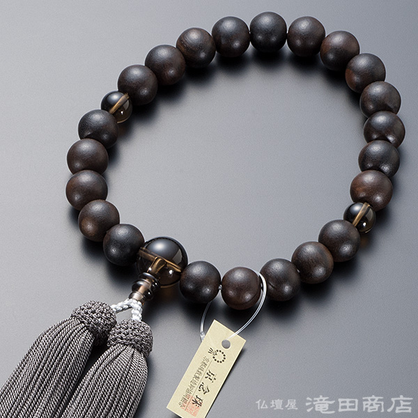 【楽天市場】【数珠袋付き】 数珠 男性用 縞黒檀（艶消） 茶水晶 