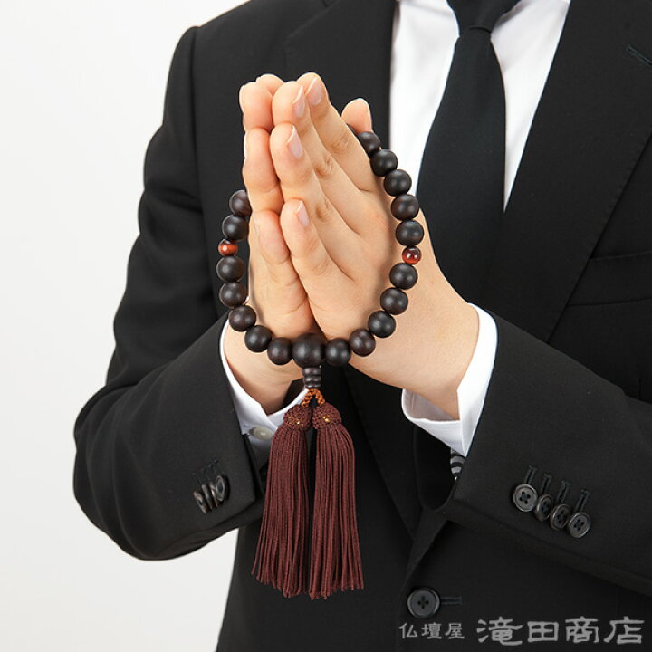 楽天市場】【数珠袋付き】 数珠 男性用 縞黒檀（艶消） 2天赤虎目石 22 