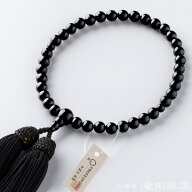 【数珠袋付き】 数珠 女性用 黒オニキス 7mm玉 正絹頭付房 ブランド京念珠【お盆 レディース 婦人用 女性…
