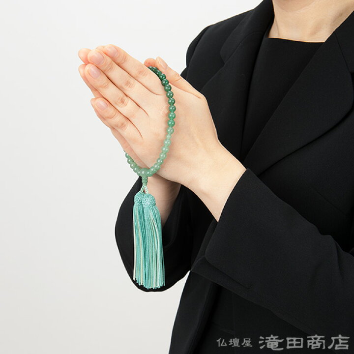 楽天市場】【数珠袋付き】 数珠 女性用 インドヒスイ グラデーション 