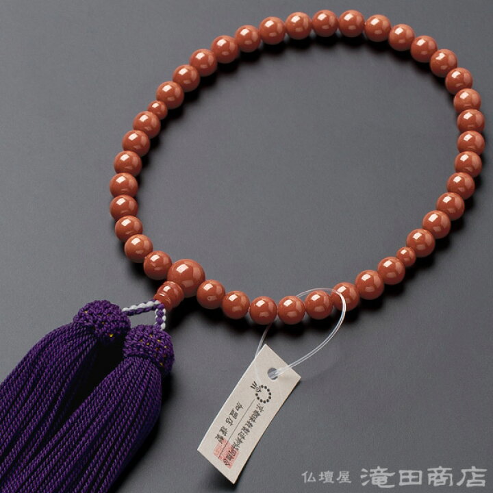 楽天市場】【数珠袋付き】 数珠 女性用 古渡珊瑚 6.8mm玉 正絹頭付房 