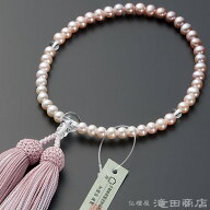 【数珠袋付き】 数珠 女性用 淡水パール グラデーション 6mm玉 正絹頭付房 ブランド京念珠【送料無料】【…