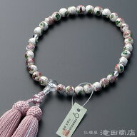 【数珠袋付き】 数珠 女性用 七宝焼(白) 本水晶仕立 8mm玉 正絹頭付房 ブランド京念珠【送料無料】【レデ…