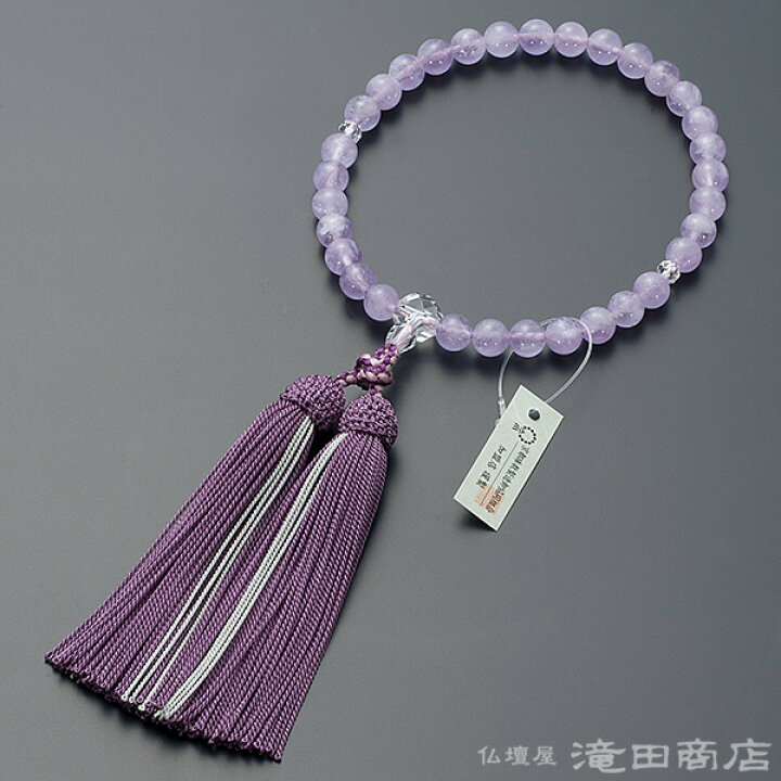 楽天市場】【数珠袋付き】 数珠 女性用 紫雲石 カット本水晶仕立 8mm玉 