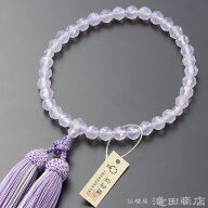 【数珠袋付き】 数珠 女性用 パープル瑪瑙 ジュエリー切子カット 正絹頭付房 ブランド京念珠【送料無料】…