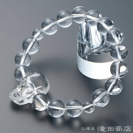 【特選腕輪念珠】 数珠 ブレスレット 骸骨彫り(髑髏彫り) 本水晶 12mm玉 【送料無料】【天然石 数珠ブレ…