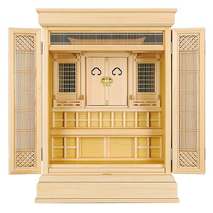祖霊舎 神徒壇 上置き型 30号(杜印) 桧材 日本製 高さ89cm×巾67cm【送料無料】【室内設置無料】【神具 御霊舎 祭壇宮 地袋付型 仏間 祖霊舎 神徒壇 霊璽 御霊代 お宮 神道 国産品】