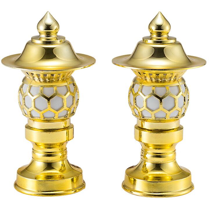 楽天市場】置き灯篭 丸型 金 6寸(一対) 高さ18cm×底径7.4cm 【送料無料 