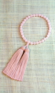 《優しい風合い》【数珠 女性用数珠 ローズ系 紅水晶 水晶 略式 京都 ピンク 紅水晶 かわいい 正絹房 京念珠】女性向ローズクォーツ 共仕立 頭房