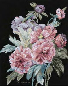 �yDMC�z�N���X�X�e�b�`�h�J�L�b�g BK1972/81�u���O�̎}�v���h�D�[�e Peony branches by Pierre Joseph Redoute�y�����y�z�y���������z�yHLS_DU�z