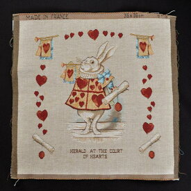 【ART de LYS】 Alice in Wonderland 8715 HEARTS RABBIT　ゴブラン織りパネル生地 （約36×36cm）　【あす楽】【HLS_DU】