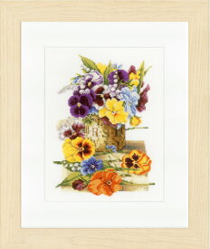 【Lanarte ラナーテ】 クロスステッチ 刺繍キット 0154464 Pot of pansies パンジー（14CT アイーダ布）【あす楽】【HLS_DU】【送料無料】