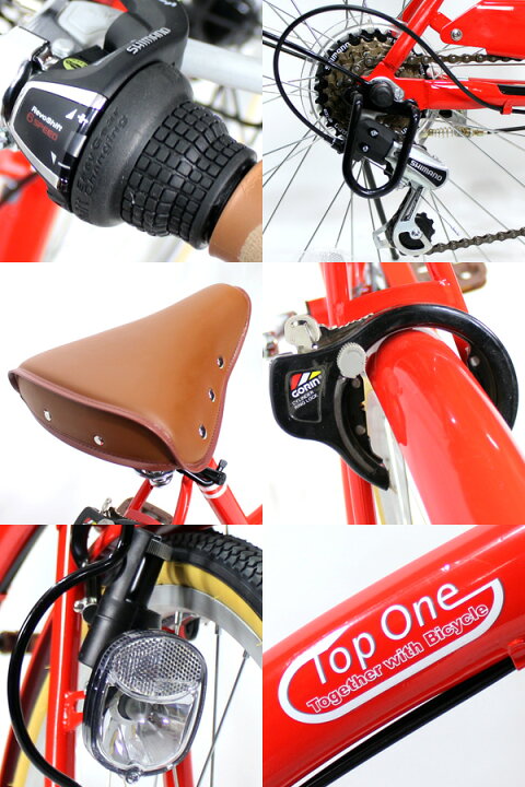 自転車 26インチ 赤 ※前輪カバー凹みあり TJ8325