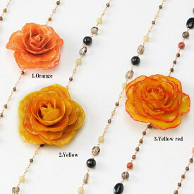 blooming rose long necklace(group2) 天然石 ロングネックレス 本物の花 バラ