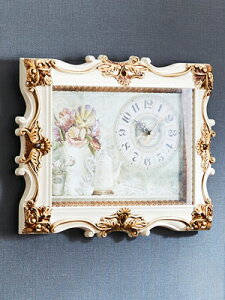 ★倉庫移転の為、総売り尽くしセール!★ ロココ調 フレーム付 壁掛け 時計【送料無料】無音 音がしないので寝室にもOK☆壁掛け おしゃれ 時計 掛け時計 ゴ?ルド 薔薇雑貨 おしゃれ プリン