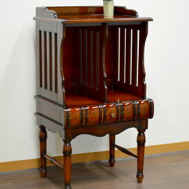 ★倉庫移転の為、総売り尽くしセール！★ マホガニー アンティーク調 ミニブックケース ベッドサイドテーブル ミニ本棚 完成品 電話台 ナイトテーブル アンティーク 木製 引出し 引き出し ベッド ソファ テーブル チェストサイドチェスト 寝室 ネコ脚 猫脚 収納