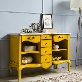 ★倉庫移転の為、総売り尽くしセール！★ 琥珀 アンバー色 マルチコンソール キッチンボード 飾り棚 本棚 サイドキャビネット 大型 キャビンネット 完成品 ヨーロピアン おしゃれ 輸入家具 エレガント 高級 猫脚 ダイニングボード 木製 収納 ダイニング クラシック