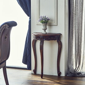 ★倉庫移転の為、総売り尽くしセール！★ 送料無料 完成品 マホガニー 3本脚 ミニ コンソール 花台 高さ70cm レザ貼り天板仕様コンソール 輸入家具 ヨーロピアン アンティーク おしゃれ 猫脚 ネコ脚 フラワースタンド コンソールデスク