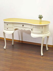 ★倉庫移転の為、総売り尽くしセール！★ マホガニー アイボリー ピーナッツ デスク 幅120cm 机 プレジデントデスク 変形だ円 引出し付 収納 書斎 勉強机 学習デスク 学習机 おしゃれ 大きい アンティーク 木製 高級 猫脚 完成品 輸入家具 パソコンデスク パソコン机