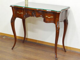 ★倉庫移転の為、総売り尽くしセール！★ マホガニー コンソールデスク コンソール デスク 幅90cm 机 引出し付 収納 書斎 勉強机 学習デスク 学習机 おしゃれ コンパクト アンティーク 木製 高級 猫脚 完成品 輸入家具 パソコンデスク ワークデスク デスク 机