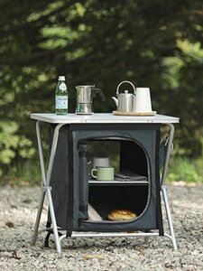 ★倉庫移転の為、総売り尽くしセール!★ アウトドア テーブル付 2段 収納ラック カラーボックス ロールアップシェルフラック 収納 カバー付き 棚 インテリア おしゃれ スタンド 折りたた