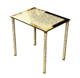 ★倉庫移転の為、総売り尽くしセール！★ 幅44cm 高さ44cm ロココ ガラス製 サイドテーブル キラキラ ミニテーブル 組立て式 おしゃれ 姫 長方形 ガラステーブル 鉢置き 置物 ゴージャス 飾り台 玄関 コーナー 観葉 植物 置き台 キラキラ