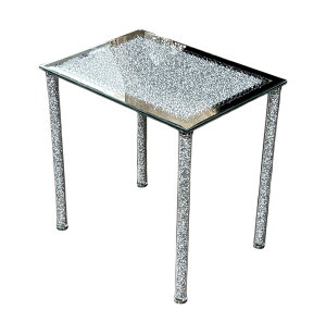 ★倉庫移転の為、総売り尽くしセール!★ 幅44cm 高さ44cm ロココ ガラス製 サイドテーブル キラキラ ミニテーブル 組立て式 おしゃれ 姫 長方形 ガラステーブル 鉢置き 置物 ゴージャス 飾り