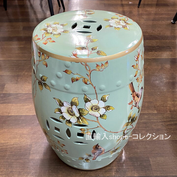 シノワズリ 陶器スツール 椅子 イス いす 陶器製 スツール 中国陶磁器  