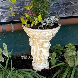 ★特大天使のプランター★ アンティーク調 お庭用 天使のプランター 花台 屋外 送料無料 ローマ風 フラワースタンド 鉢置き おしゃれ 置物 ゴージャス 飾り台 玄関 コーナー 観葉 植物 置き台 ホワイト クラシック ガーデン オーナメント 園芸 ガーデニング 円柱