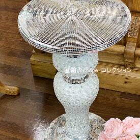 ★倉庫移転の為、総売り尽くしセール！★ 送料無料 キラキラ ミラー モザイク花台 コロン コラムスタンド 花台 玄関 エントランス 輸入雑貨 花瓶 台座 インテリア 小物 置物 プランター おしゃれ 雑貨 ローマスタンド 輸入雑貨 輸入家具 インポート ヨーロッパ